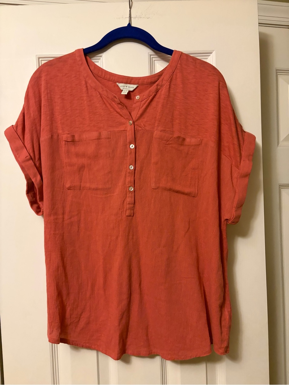 Lucky Brand Coral Tunic with Button-Front Pockets